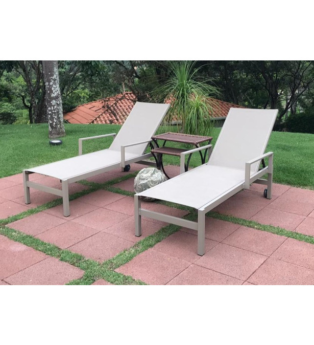 Espreguiçadeira Perfile Tela com rodinhas